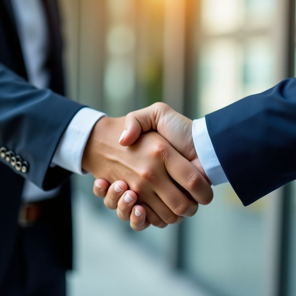 Consultor dando la mano a un cliente